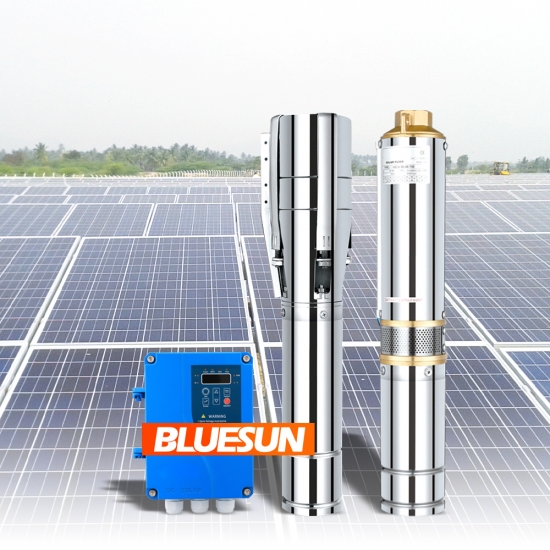 DC voltage solar powered borehole pumps for pool and pond