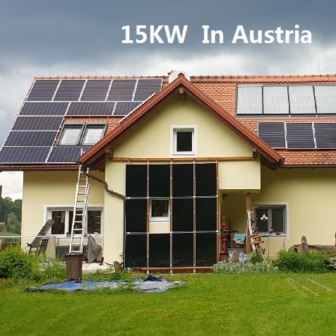 15KW Bluesun مشاريع الألواح الكهروضوئية Shingled في النمسا